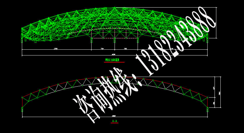 60-70米跨度半圆形网架